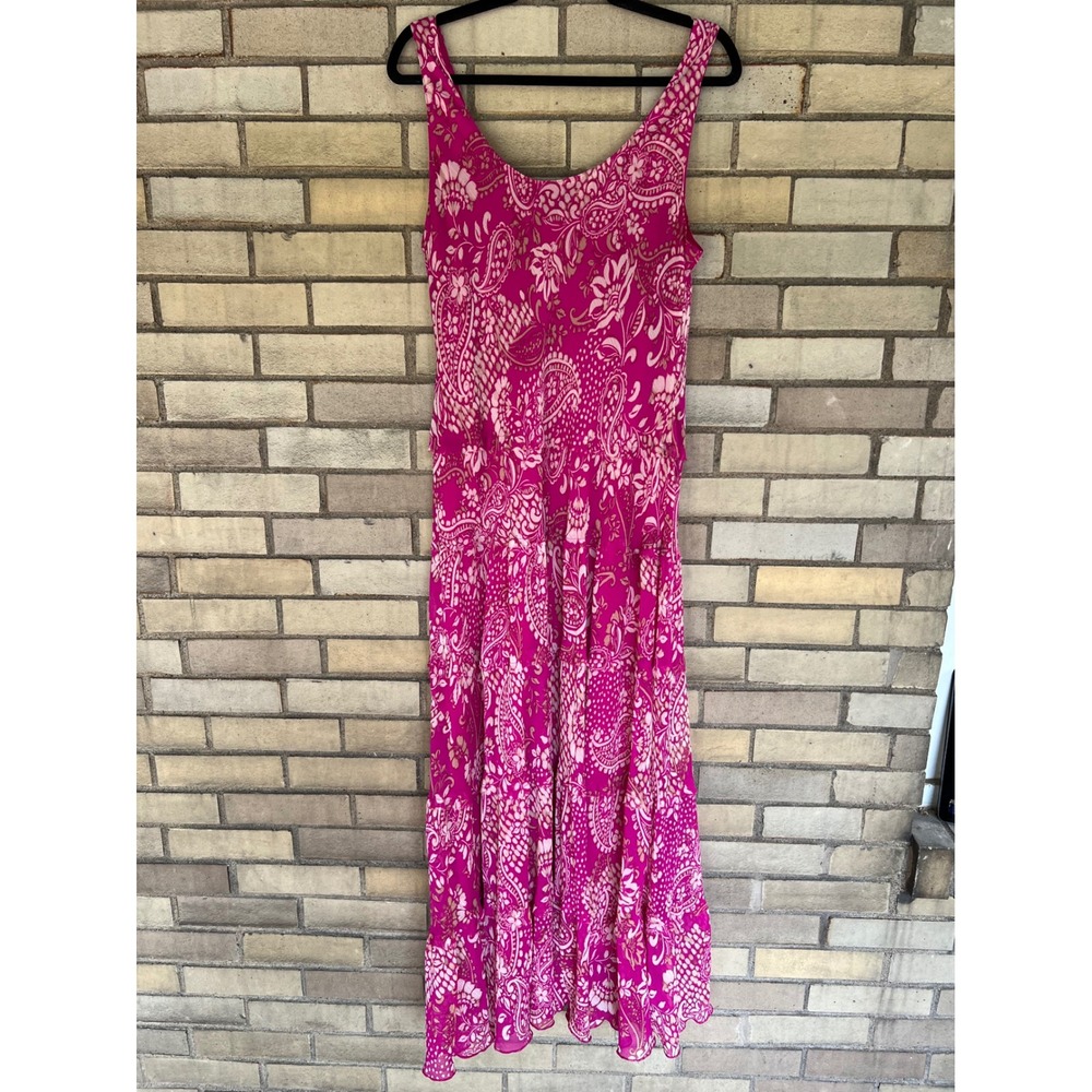 Jones New York Pink Paisley Sleeveless Chiffon Maxi Dress Size Large - Picture 4 of 4